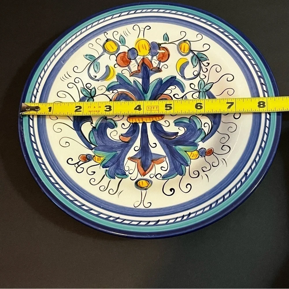 Tabletops Lifestyles Florenza Salad Plate Hand Painted Multicolor Blue Floral
